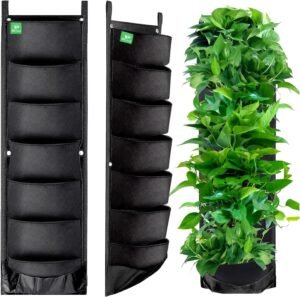 1 Pack Hanging Planter for Outdoor Plants, 7 Pocket Vertical Wall Planter, Vertical Garden Hanging Plant Holder