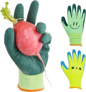 2 Pairs Toddlers Gardening Gloves, Kids Sized Garden Glove for Yard Work, Non Slip, Flexible, Breathable (Size 2 for 2, 3, 4 Year Old Children)