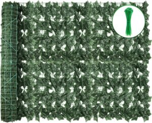 Artificial Ivy Privacy Fence Wall Screen,120X40 in UV-Anti Faux Greenery Backdrop Ivy Vine Leaf Hedges Fence Panels for Patio, Balcony, Garden, Backyard