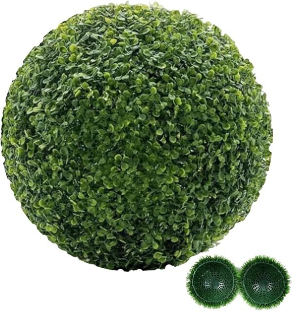 Artificial Plant Topiary Ball 11 Inch Faux Boxwood Balls Green Garden Spheres Topiary Balls Outdoor Indoor Decoration for Porch Front Door Home Wedding Balcony Kitchen Decor