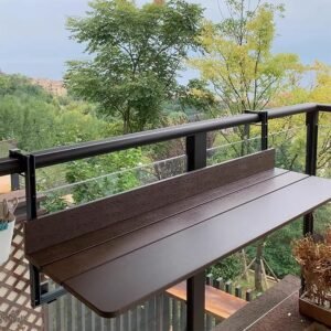 Balcony Bar Table For Railings,balcony railing table,Outdoor Hanging Rail Tables For Deck,Adjustable Height Small Folding Space Saving Serving Desk Countertop Extension Fold Down For Patio,Garden ( Co