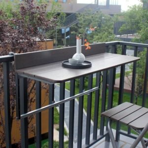 Balcony Bar Table for Railings, Balcony Railing Hanging Table Folding Balcony Table Hanging Adjustable Deck Table for Patio, Garden