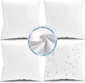 Fixwal 4 Pack Outdoor Pillows Waterproof Inserts, 18x18 Inch Outdoor Pillow Inserts, Pillow Form for Patio, White