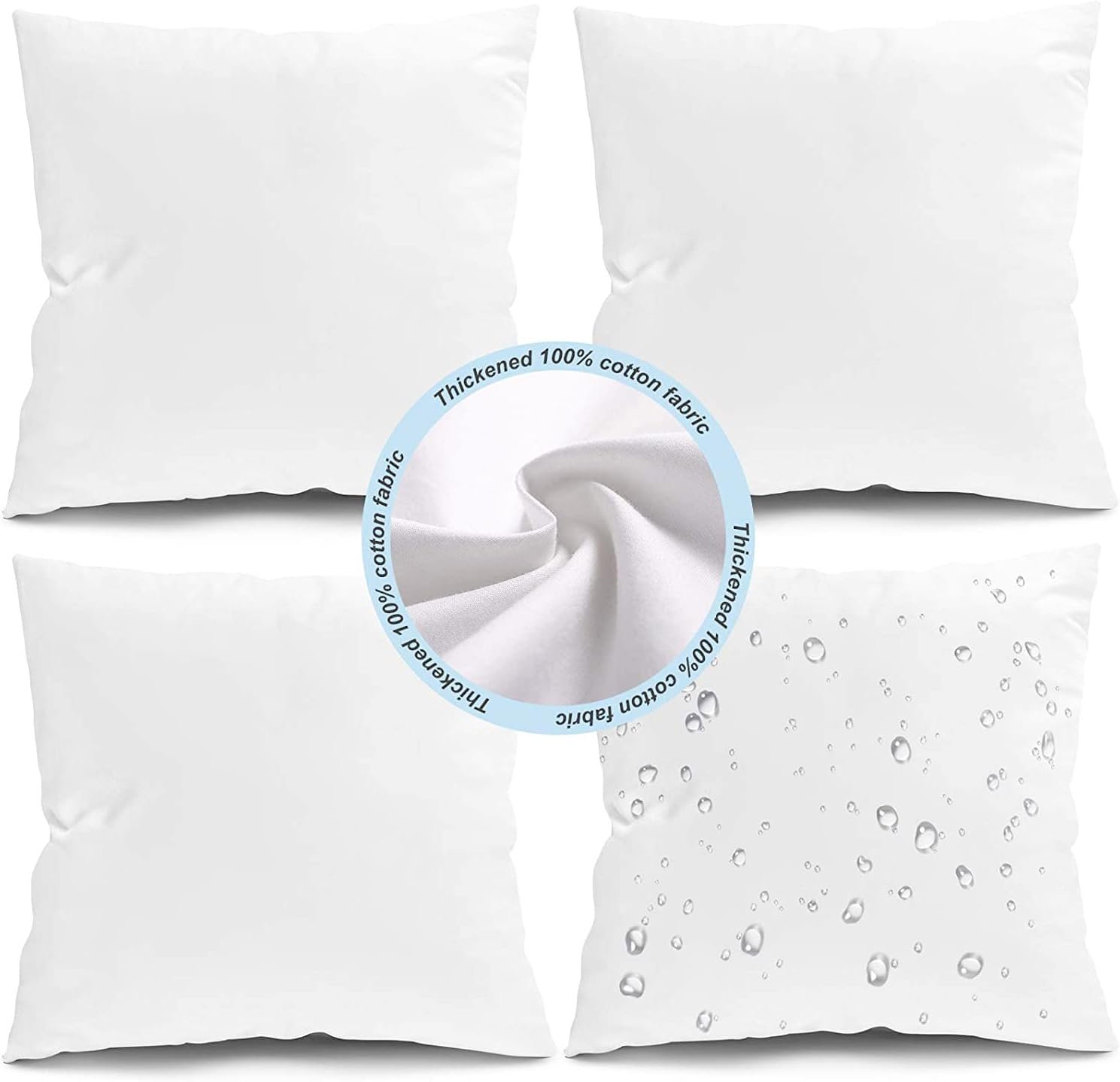 Fixwal 4 Pack Outdoor Pillows Waterproof Inserts, 18x18 Inch Outdoor Fixwal 4 Pack Outdoor Pillows Waterproof Inserts, 18x18 Inch Outdoor Pillow Inserts, Pillow Form for Patio, White