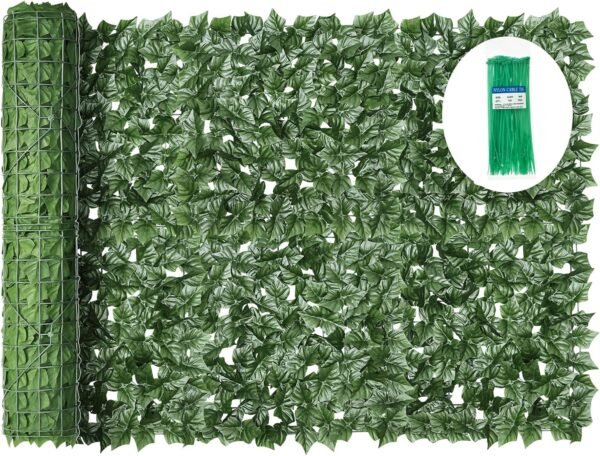 KASZOO Artificial Ivy Privacy Fence Screen, 120x40in Artificial Faux Privacy Fence Artificial Hedge Fence Panel Balcony Privacy Screen Decoration for Patio, Balcony, Wall, Backyard Indoor Outdoor