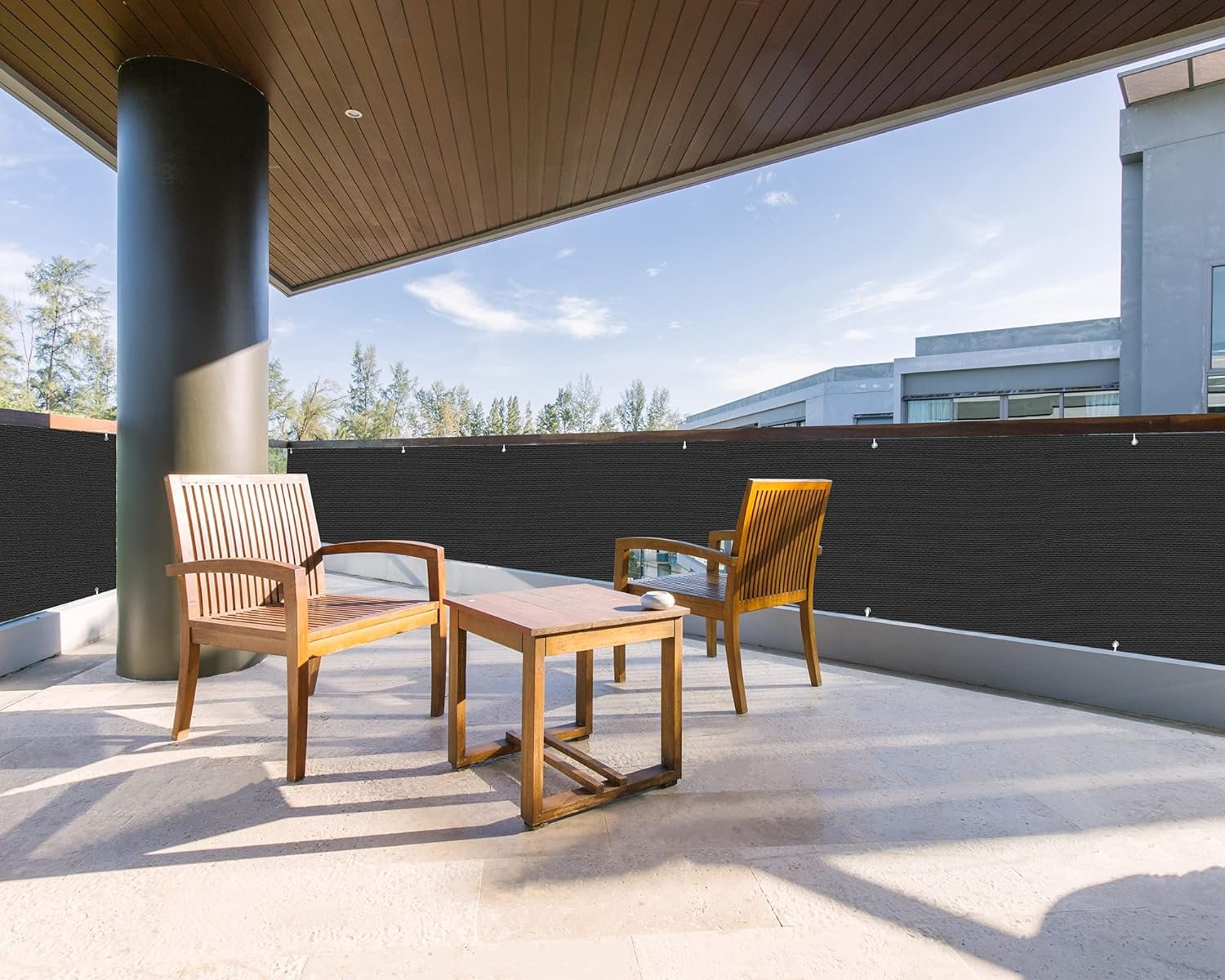 LOVE STORY Balcony Privacy Screen, 3'x10' Black Deck Shield Screen LOVE STORY Balcony Privacy Screen, 3'x10' Black Deck Shield Screen Fence Cover (HDPE),UV Protection and Weather-Resistant,3 FT Height for Deck, Patio, Backyard, Outdoor Pool, Porch, Railing