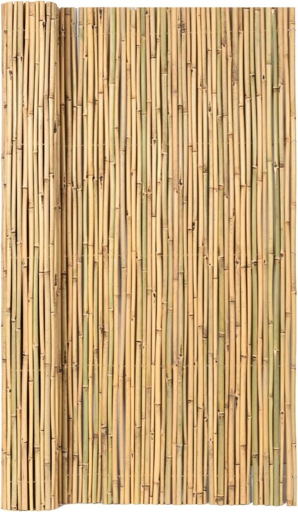 Mininfa Natural Rolled Bamboo Fence, Eco-Friendly, 0.7 in D x 6 feet High x 8 feet Long, Bamboo Screen for Garden, Privacy