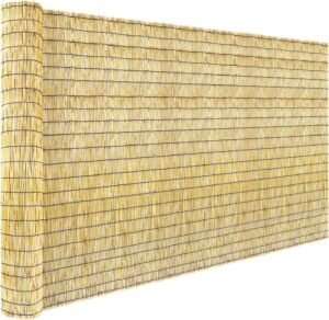 Natural Reed Fence Roller Blind,5.5FT X 16.4FT Bamboo Fencing Privacy Reed Screening for Outdoor, Gallery, Restaurant, Hotel, Patio