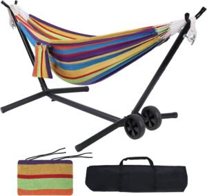 Portable Hammock with Stand Included with Wheels Double Outdoor 2 Person Heavy Duty Hamacas con Base 450 lb Capacity