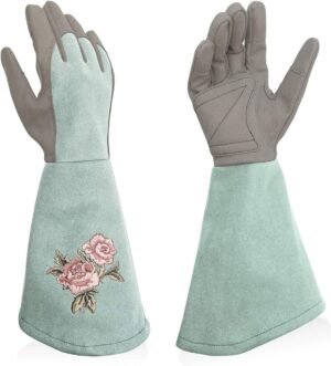 Rose Embroidery Pruning Gloves Gardening Gloves with Extra Long Forearm Protection for Women and Men