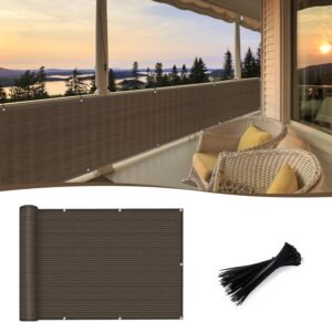 SUNNY GUARD 3'x10' Brown Balcony Deck Privacy Screen Fence, Apartments Railing Screen, Heavy Duty Wind Screen for Outdoor,Backyard,Patio,Deck Privacy（We Make Custom Sizes）