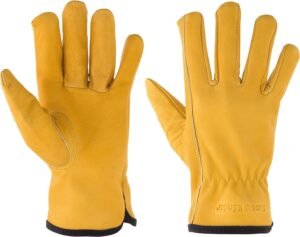 Suse's Kinder Kids Leather Work Gloves, Premium Top Grain Cowhide, For Gardening, Mechanic, Ranch, Riding, Weeding, Pruning (med-ages 6-8)