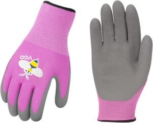 Vgo... 1-Pair Age 3-5 Kids Gardening Gloves, Children Yard Work Gloves, Soft Safety Rubber Gloves (XXXS, Purple, KID-RB6013)