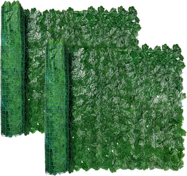iCover 2 Set of 39 * 118in Artificial Ivy Privacy Fence Screen Cover, Highly Dense Leaves Wtih Strengthened Joint Prevent Leaves Falling Off, Faux Hedge Panels Decorative Fence