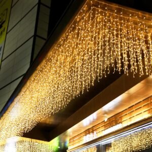 kemooie 400 LED Outdoor Curtain Lights, 26.2FT x 3.3FT Curtain String Lights with 8 Shining Modes for Indoor Ceremony Birthday Christmas Party Bedroom Balcony Roof Decorations (Warm White)