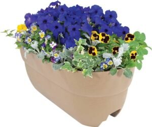 EMSCO Group Bloomers Railing Planter with Drainage Holes – 24" Weatherproof Resin Planter – Sand