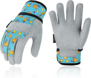 Vgo... 1-Pair Age 3-4 Kids Gardening Gloves,Children Yard Work Gloves,Soft Safety Outdoor Playing Gloves (Size XS, Blue Plane, KID-MF3561)