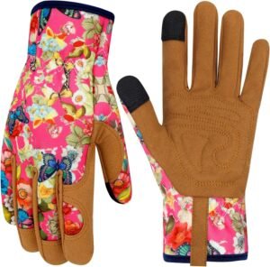 Leather Gardening Gloves for Women Thorn Proof Garden Gloves Touch Screen Working Gloves Gifts