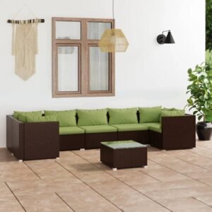 Patio Furniture Sectional Outdoor Patio Couch Apartment Patio Furniture Balcony Table 8 Piece Patio Lounge Set with Cushions Poly Rattan Brown Suitable for Flats, Outdoors, Gardens, Terraces