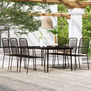 Patio Furniture Sectional Outdoor Patio Couch Apartment Patio Furniture Balcony Table 7 Piece Patio Dining Set Black Suitable for Flats, Outdoors, Gardens, Terraces