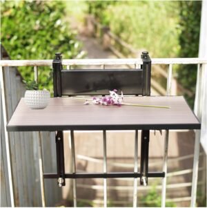 Outdoor Foldable Bar Table, All aluminum alloy Balcony Table Bar for Railing, Multi-Functional Rail Hanging Table, Adjustable Side Tables For Patio, for Deck, Veranda, Rooftop, and Porch Railings ( C