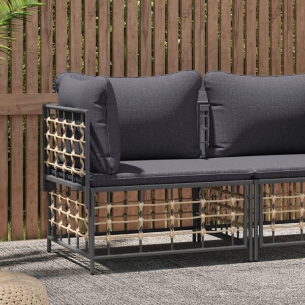Patio Corner Sofa Outdoor futon,Small Patio Couch,Balcony Couch,Apartment Balcony Furniture,with Dark Gray Cushions Poly Rattan