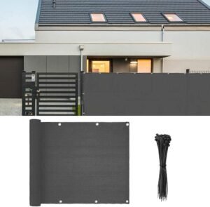 Balcony Privacy Screen Cover,3x16.4ft Patio Screen Fence Mesh Windscreen Deck Privacy Fence,UV-Resistant Sun Shade Privacy Cover Fence for Porch Deck Outdoor Patio Backyard with Cable Ties(Grey)