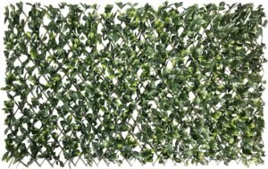 1PCS 15" x 48" Expandable Fence Outdoor Balcony Deck Privacy Screen, Decorative Artificial Ivy Fence Panels, Artificial Hedge (Ficus Leaves -Single Side)