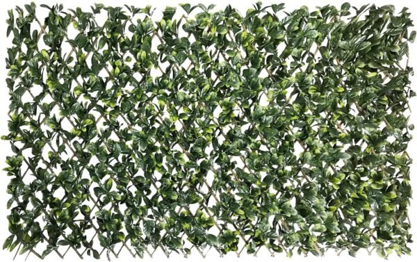 1PCS 15" x 48" Expandable Fence Outdoor Balcony Deck Privacy Screen, Decorative Artificial Ivy Fence Panels, Artificial Hedge (Ficus Leaves -Single Side)