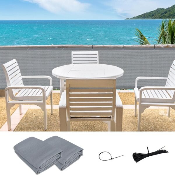 2 Pack 3'x10' Grey Balcony Screen Privacy Fence Cover -Privacy Screen UV Protection Weather-Resistant 3 FT Height Shield for Deck, Patio, Backyard, Outdoor Pool, Porch, Railing