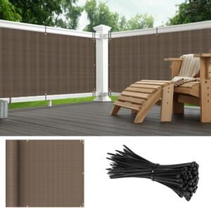 2.5'x12' Balcony Privacy Screen Fence Panels Outdoor Deck Shade Fencing, Apartments Railing Cover UV Protection Outside Screen for Patio Porch, Brown