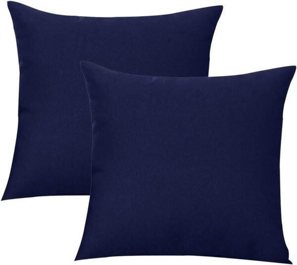 2Pack Outdoor/Indoor Throw Pillow Cover, Waterproof Solid Pillow Case Navy 20"x20"