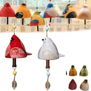 2pcs Bird Song Bell Garden Decoration,Music Hanging Wind Chimes,Bird Song Bell Courtyard Decoration,Bird Song Hanging Bell for Garden Patio Balcony Home Decor,Mother's Day Wind Chime