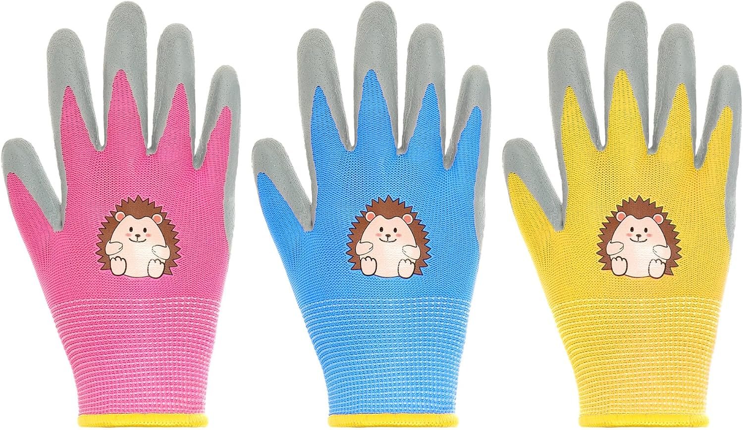 3 Pairs Kids Gardening Gloves, Toddler Work Gloves, Kids Garden 3 Pairs Kids Gardening Gloves, Toddler Work Gloves, Kids Garden Gloves, Children Rubber Coated Gardening Gloves