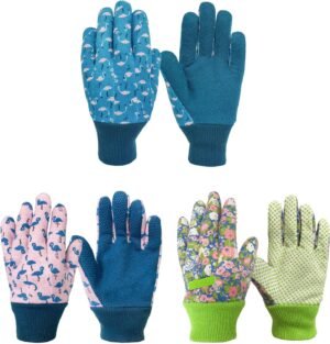 3 Pairs Pack Kids Garden Gloves, Gardening Gloves for Kids, Gardening Gifts for Kids Toddlers, Children's Gifts Gloves (Small for Age 3-4)