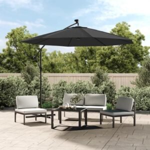 3 Piece Patio Lounge Set, Lounge Chair Patio Furniture Set Tea Table Camp Chair Suitable for Balcony Apartments Backyard Outside with Cushions Anthracite Steel