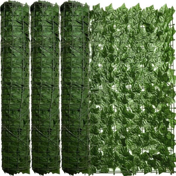 3 Pieces Balcony Privacy Screen 39.4 x 118 Inch Outdoor Artificial Ivy Privacy Fence Artificial Hedges Fence and Faux Ivy Vine Leaf Decoration for Outdoor Garden Patio Balcony Decor