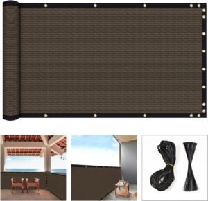 3' x 16.4' Heavy Duty Privacy Screen Fence, 90% Blockage Mesh Shade Net Cover for Garden, Wall, Chain Link Fence (Brown)