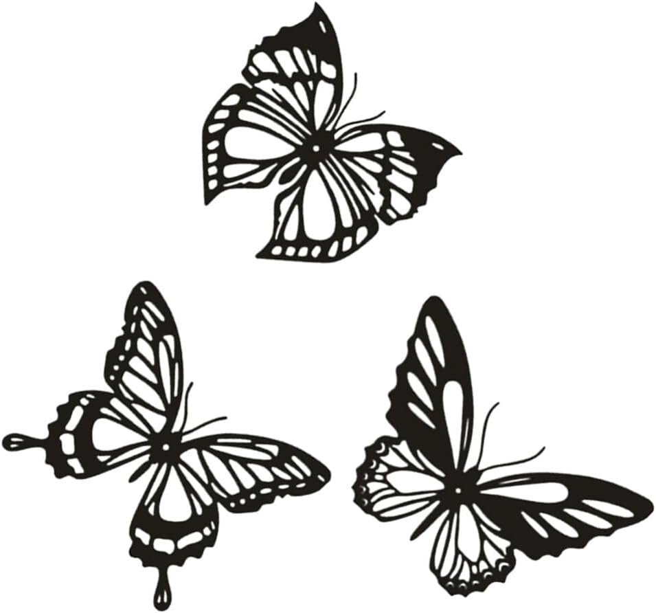 3D Butterfly Wall Decor, 3 Pieces Metal Butterfly Wall Art 3D Butterfly Wall Decor, 3 Pieces Metal Butterfly Wall Art Decor Hanging Butterfly Garden Ornaments Outdoor Sculpture for Balcony Patio Living Room Fence Decoration
