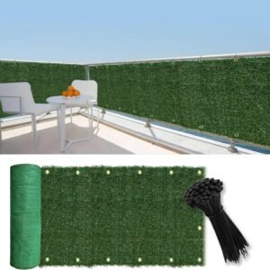 3x10ft Artificial Grass Balcony Privacy Screen Fence Cover UV Protection Weather-Resistant Privacy Fence for Apartment Backyard