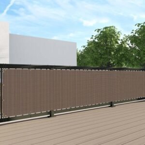 3'x12' Balcony Privacy Fence Apartment UV Protection Screen Fence Windscreen Cover for Balcony Porch Deck Outdoor Patio Backyard with Zip Ties (Brown)