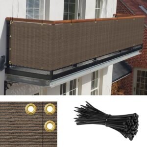 3'x50' Privacy Screen Balcony Covers for Apartments Patio Fence Panels for Railing, UV Protection Outdoor Temporary Fencing for Deck Porch Garden, Brown