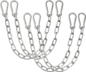 4 Pack 20 Inches Hanging Chair Chain, Hammock Hanging Chain with 8 Spring Snap Hooks, Stainless Steel Hanging Hardware for Hammock, Swings, Punching Bags, Indoor and Outdoor