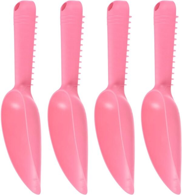 4 Pack Gardening Shovel Spoons - Digging, Loosening, Transplanting & Cultivation, Apply to Garden/Indoor Balcony Planting (10 x 2.7 Inch, Pink)