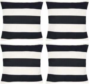 4 Pack Waterproof Pillow Covers Outdoor Throw Pillowcases Decorative Garden Cushion Case for Home Garden Patio Couch Balcony Striped (18 * 18 inch, Black & White)