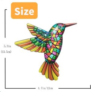 4PCS Metal Hummingbird Wall Art Decor,Metal Colorful Birds Wall Sculpture,3D Birds Outdoor Statues Indoor Sculptures Decorations for Patio Balcony Fence Home Decor