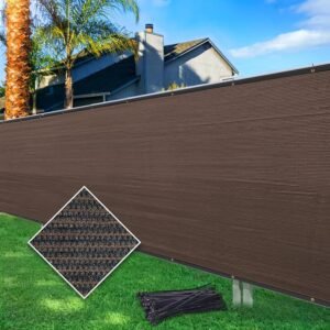 4ftx50ft Fence Privacy Screen Heavy Duty 170 GSM Windscreen & Dustproof Fabric Privacy Screen Covering Mesh Fencing for Outdoor Patio, Garden, Balcony, Pool Deck, Brown