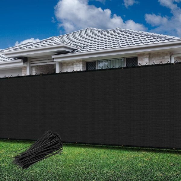 5'x20' Privacy Screen Fence Panels Outdoor Balcony Screen Mesh Fencing Shade Net Cover Blockage Temporary Fence for Backyard Pool Deck Patio Garden, Black