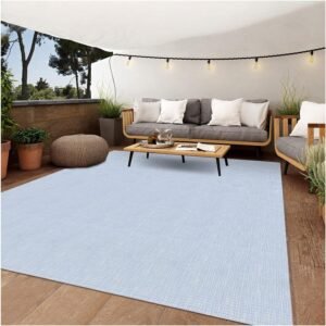 5'x7' Waterproof RV Camping Mat with 4 Corner Loops Stakes for Patio, Large Carpet All Weather Floor Mats Plastic Deck Balcony Picnic Rug Indoor Area Rug Outside Decor