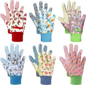 6 Pairs Kids Gardening Gloves Children Yard Work Gloves Soft Safety Non Slip Yard Outdoor Playing Toddler Work Gloves Suit